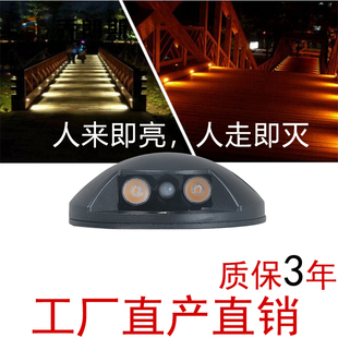 侧发光地埋灯免开孔led户外防水透光栈道龟背射灯网红感应步道灯