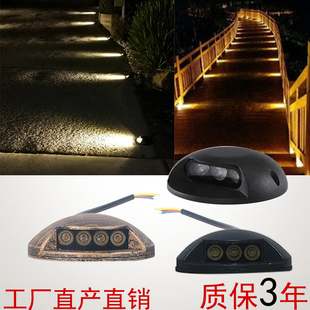 侧发光地埋灯免开孔led户外防水透光栈道龟背射灯网红阶梯步道灯