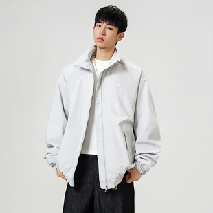 FIDO 休闲重磅宽松拼接立领夹克外套男女秋冬 DIDO小众潮高街美式