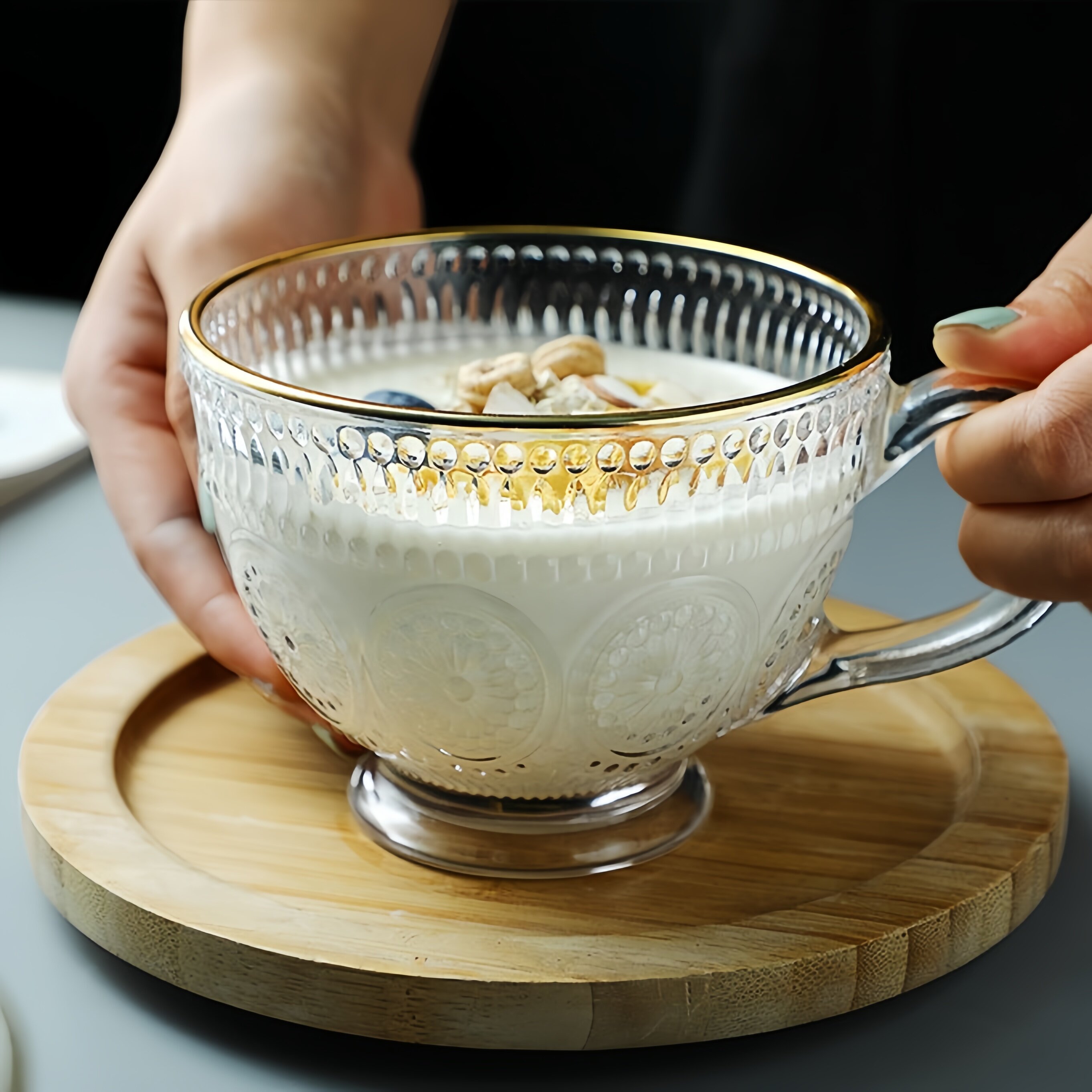 浮雕太阳花玻璃杯加厚耐高温