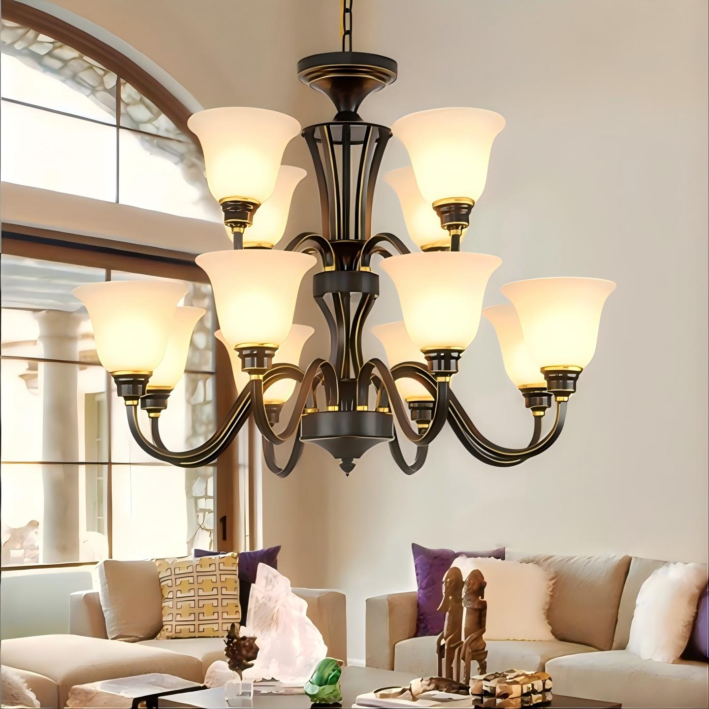 美式客厅吊灯铁艺简约乡村客厅灯餐厅灯复古田园大厅主灯欧式卧室
