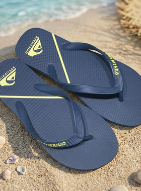 现货Quiksilver2026新款夏季男士橡胶潮牌人字拖冲浪休闲蓝色凉拖