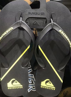 现货Quiksilver2025新款夏季男士橡胶黑色鞋带人字拖休闲外穿凉拖