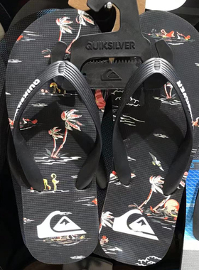 现货Quiksilver2026新款夏季男士橡胶黑色鞋带人字拖休闲外穿凉拖