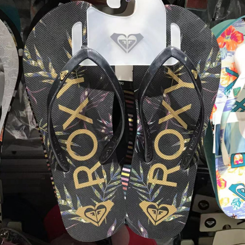 现货ROXY黑色凉拖鞋简约
