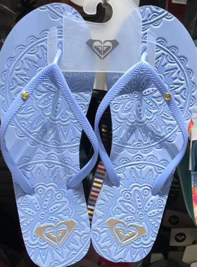 现货ROXY2025夏季新款蓝色鞋带凉拖鞋女简约时尚百搭仙女风人字拖