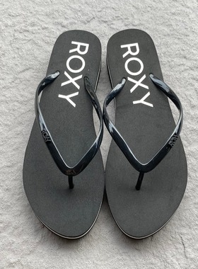 酷飒出街ROXY 黑色夹脚拖经典款夏日沙滩防滑女士人字拖