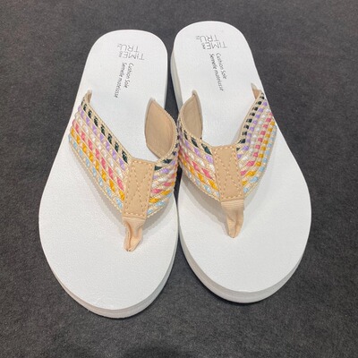 多彩编织夏季休闲百搭人字拖