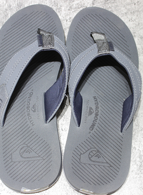 2025年Quiksilver现货夏季男士商务简约灰色布带沙滩夹脚防滑耐磨