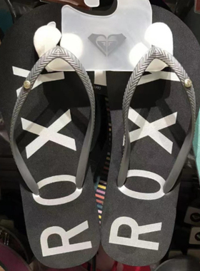 现货ROXY2025夏季新款女士速干平底灰色沙滩日常凉拖鞋简约百搭