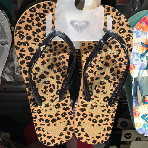 现货ROXY豹纹凉拖鞋简约
