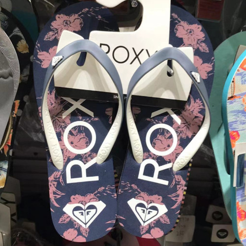 现货ROXY宝蓝色凉拖鞋简约