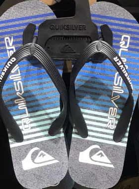 现货Quiksilver2025新款夏季男士橡胶黑色鞋带人字拖休闲外穿凉拖