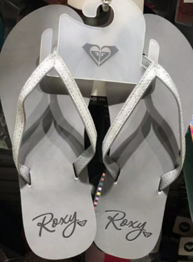 现货ROXY2025夏季新款灰色布带凉拖鞋女简约时尚百搭仙女风人字拖