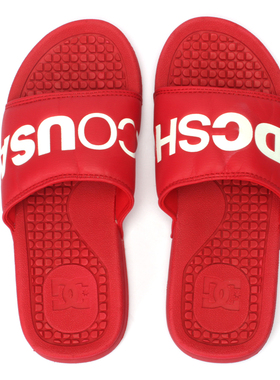 现货DC男士2025年新款夏季潮牌舒适厚底红色透气凉拖软底一字拖
