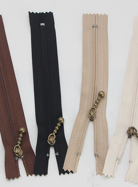 3号尼龙闭尾拉链 古铜色水滴头手工diy箱包配件辅料12/15/20/25cm