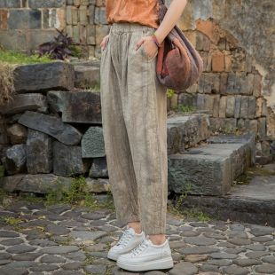 百搭显瘦九分裤 棉麻裤 直筒裤 麻料女装 子女夏天高端苎麻扎染休闲裤