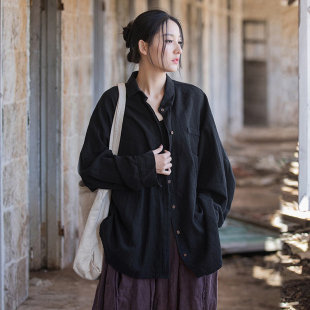 棉麻上衣蝙蝠袖 新中式 秋中国风长袖 2025新款 文艺复古禅意茶服 女装