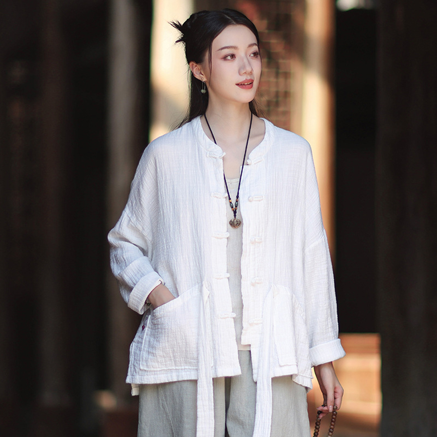 年轻版新中式上衣女禅意茶服开衫