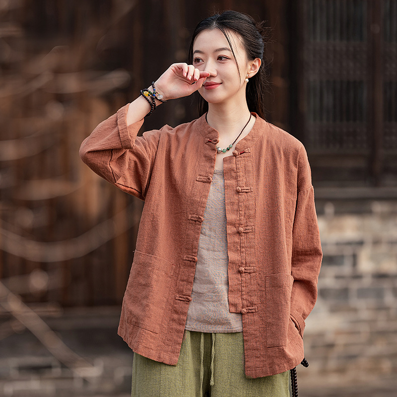 中式禅服女装太极服上衣棉麻外套