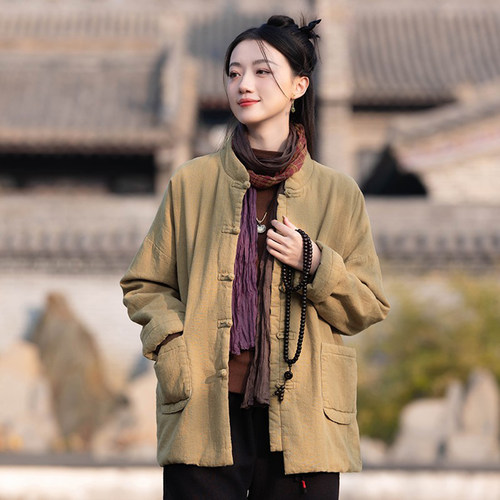 苎麻禅意新中式棉服复古盘扣外套