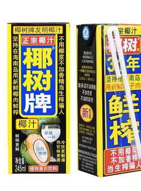 椰树牌椰汁特产椰子汁245m*24盒植物椰奶果汁饮料蛋白饮料批发