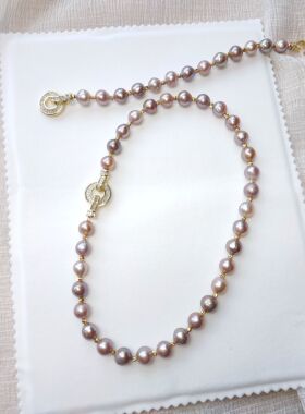 稀有紫色爱迪生珍珠项链手链