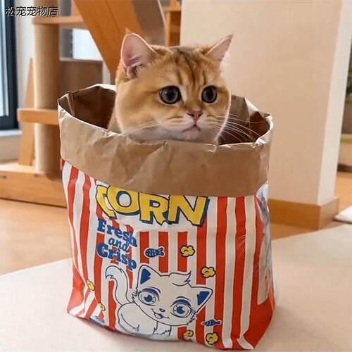 √猫袋猫玩具牛皮纸猫隧