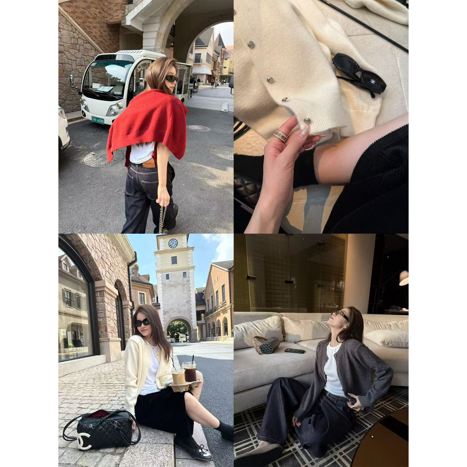 superniniyy 芋泥热奶&糯叽叽蓬松质感银扣基础小开衫外套上衣女