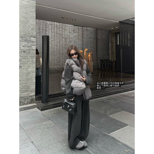 superniniyy 海盐欧包&调性蓬松立领无袖下摆抽绳宽松棉服马甲女
