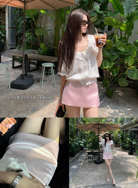 superniniyy 纯欲战裙&腰臀比的神 温柔缎面双层质感光泽感短裙夏