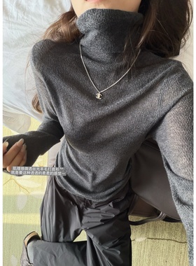 superniniyy 微透肌理感30丝光羊毛自由堆堆领柔软好搭针织打底衫