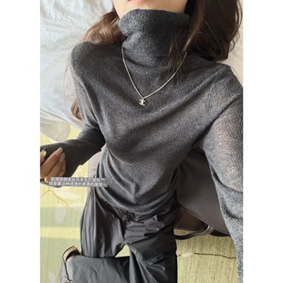 superniniyy 微透肌理感30丝光羊毛自由堆堆领柔软好搭针织打底衫