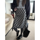 superniniyy 简腰中裙半身裙子女 高级感时髦复古格纹裙秋冬毛呢版