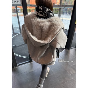 superniniyy 熊熊卫衣&两面可穿氛围感毛毛连帽卫衣保暖大外套女