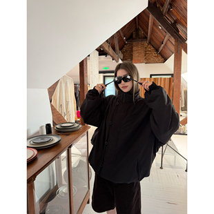 '设计师款棉服'羊毛填充物中性风私服系薄棉风衣式冲锋衣外套