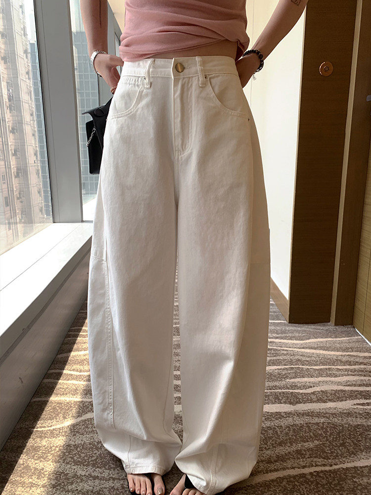 superniniyy 奶酷慵懒感牛仔拼接奶奶裤修饰腿型宽松显瘦阔腿裤女,女装/女士精品,牛仔裤,淘宝优惠券,粉丝福利购,淘宝优惠卷