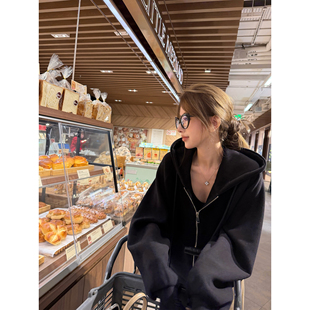 '舒适区卫衣'380g进口含羊毛高品质空气绒软糯连帽拉链卫衣外套女