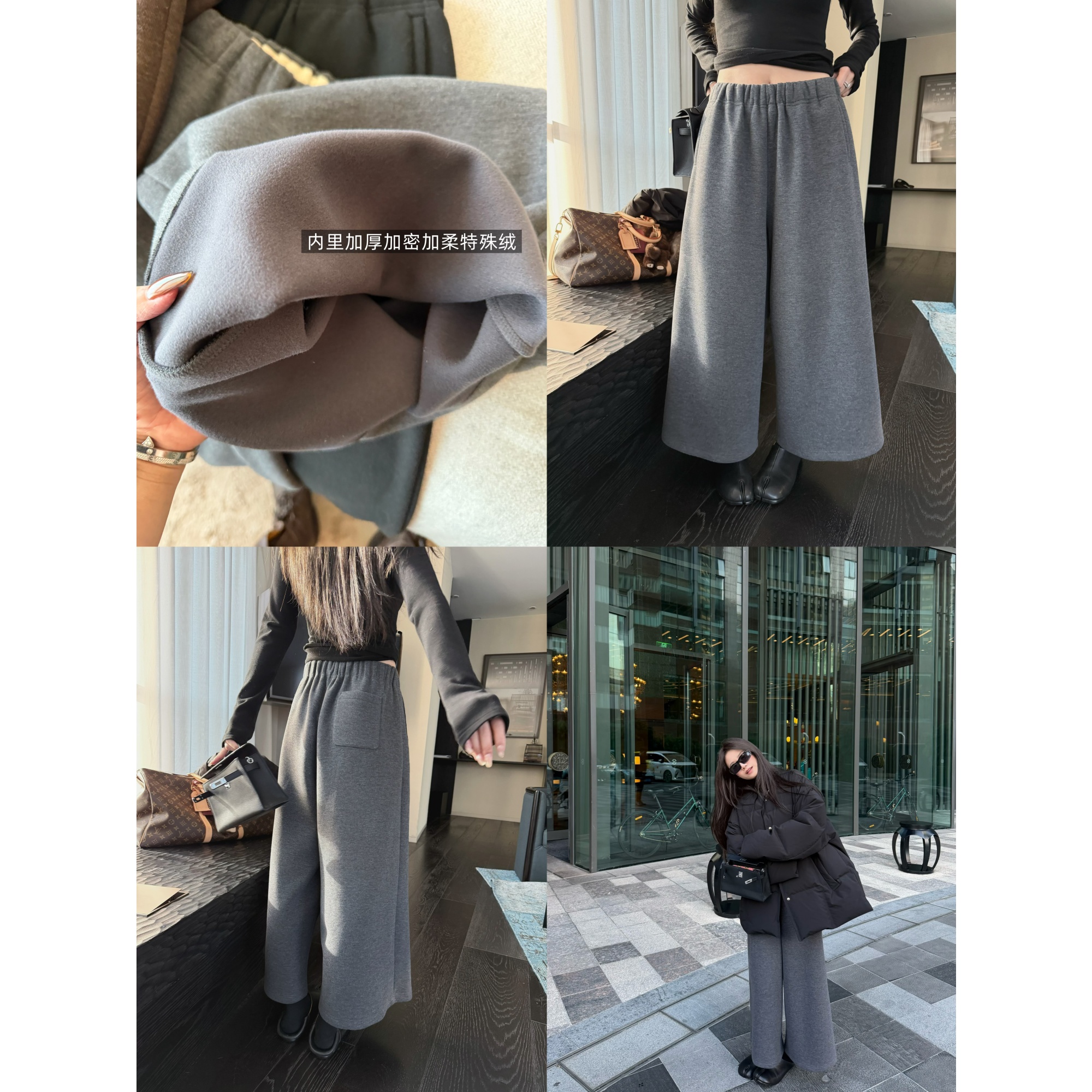 '糯米八分裤'醋酸羊毛松弛加密特绒简约高级感松紧腰九分裤卫裤女