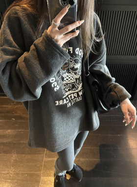 superniniyy 调皮小狗&毛圈印花 2025新款软糯加绒圆领宽松卫衣女