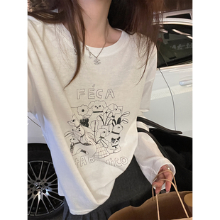 superniniyy t恤女 童趣萌萌小狗t贯穿整期搭配随意休闲基础款 长袖