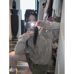 superniniyy 海盐奶茶甜酷风宝藏连帽套头薄薄慵懒防晒衫女