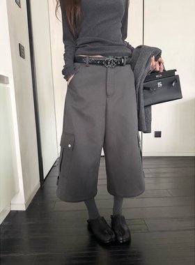 superniniyy 超模下班时&私服加绒天丝七分裤加厚老钱七分工装裤