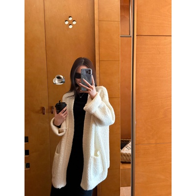 superniniyy 日出奶糊&100%绵羊毛慵懒宽松休闲长袖毛衣开衫外套