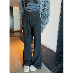 superniniyy 女 酥糊炸裂收腹提臀筷子腿醋酸绵羊毛加绒百搭喇叭裤