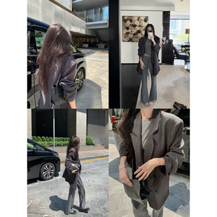 superniniyy汉南洞欧尼&高智松弛感宽松oversize柔软薄呢西装外套
