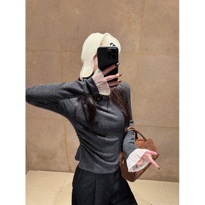 superniniyy收腰磨毛打底T恤