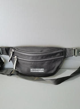 外贸原单大容量黑色双拉链腰包男士胸包百搭休闲防水斜挎包单肩包