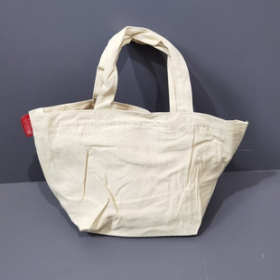 外贸日单纯色棉胚布小号手拎包大容量手提袋环保购物袋收纳便当包