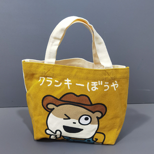 外贸日单小号加厚帆布手拎包卡通手提带饭包便当包环保袋收纳袋